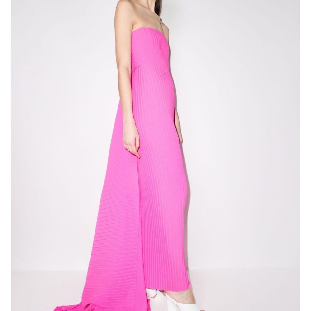 Solace London Harlee Strapless Pleated Gown in Pink
